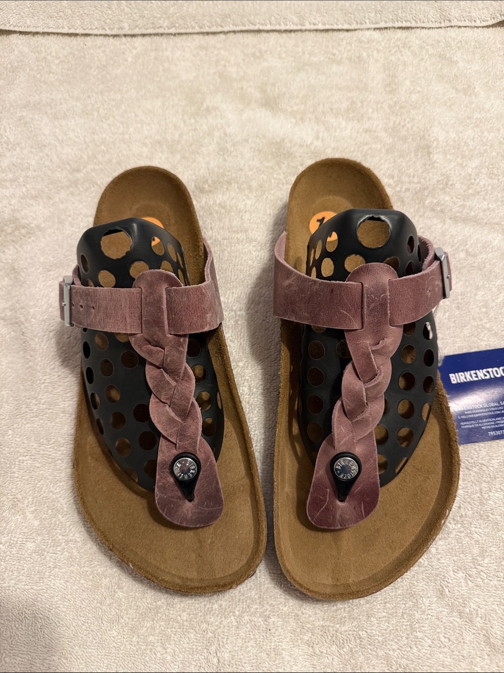 Birkenstock Sz 11 (42) Braided Oiled Leather Lavender Gizeh Thong Sandals NWOB